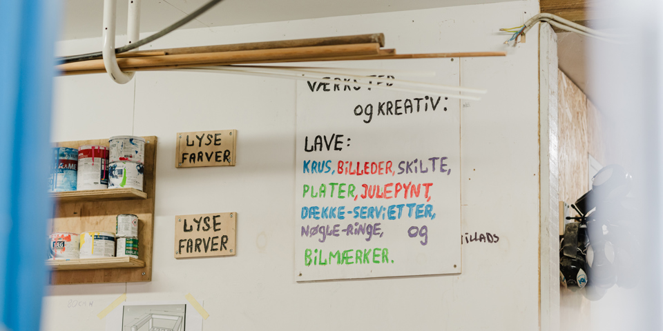 Tavle på værkstedet